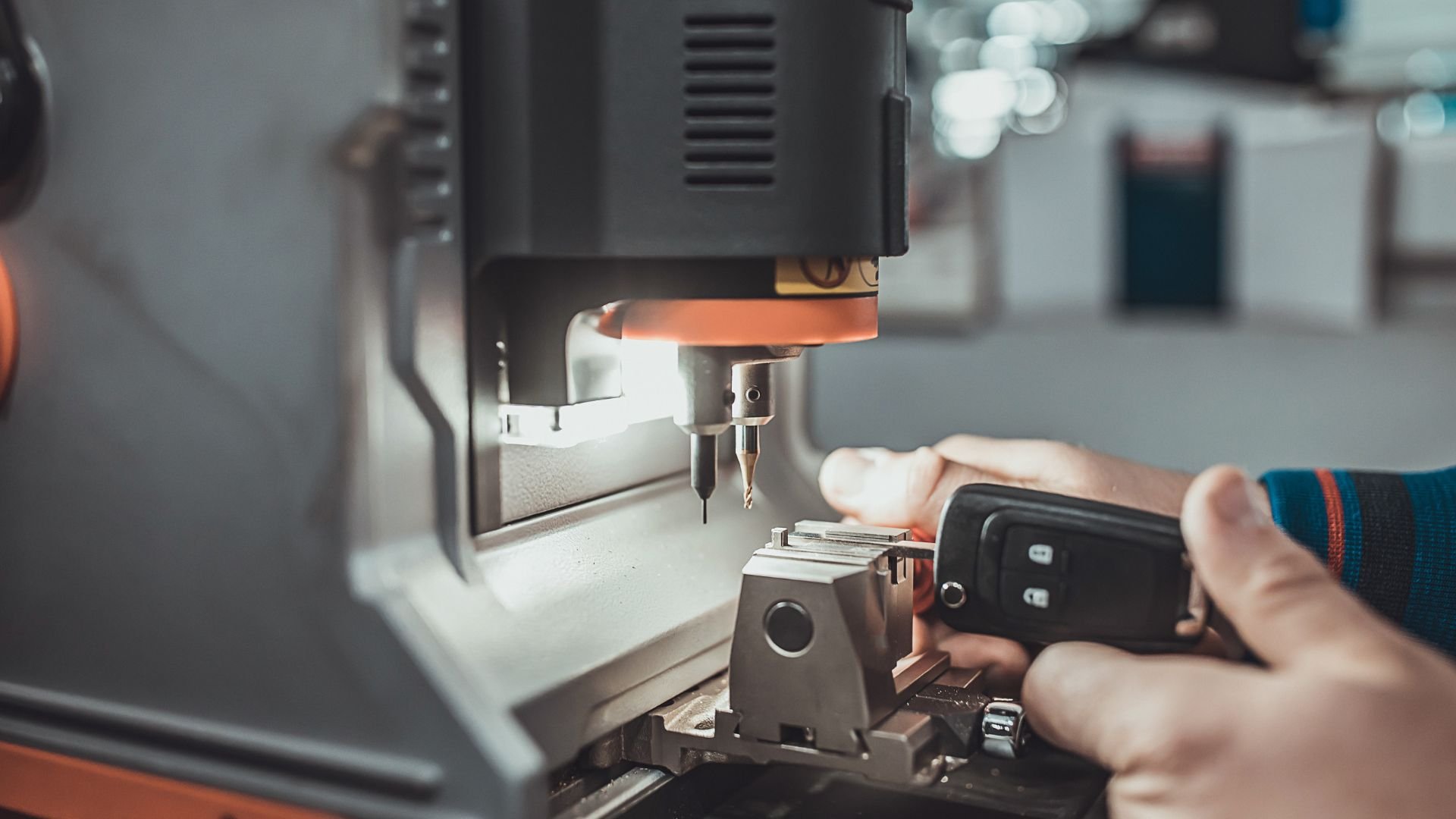 Precision drilling machine with hand operating remote control